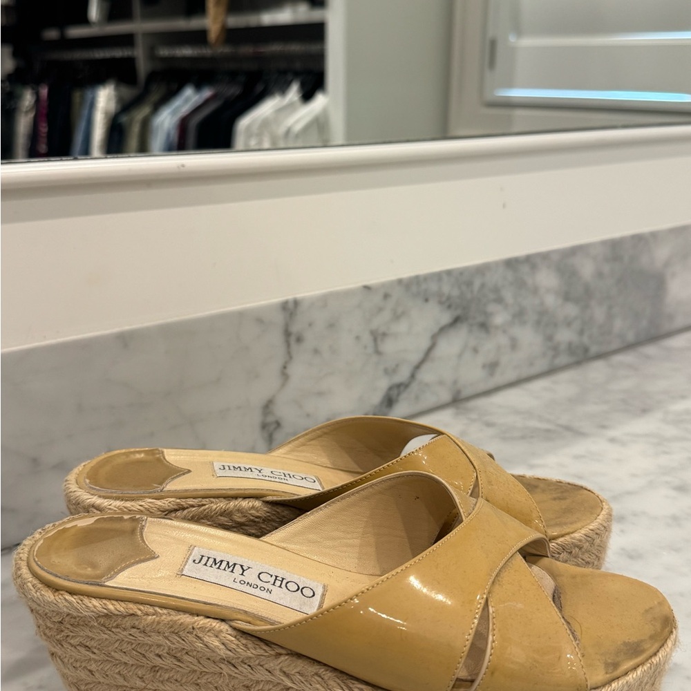 Jimmy Choo Mustard Wedge Sandals